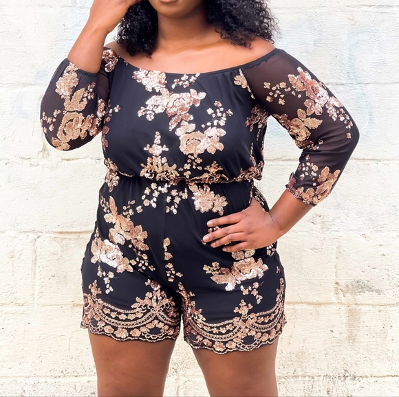 Black and Rose Gold Romper - Picture 1 of 1